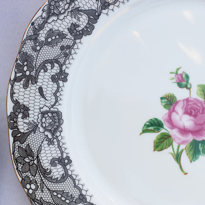 Plato de Postre Bone China Tarde Inglesa Encaje Negro - Image 10