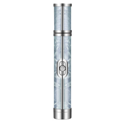 Silver-gray portable nail polishing instrument with a sleek, pen-like design and textured body. - Image 4