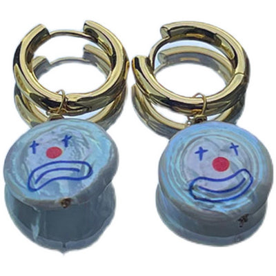 Aretes de Perla Barroca con Expresiones Emocionales Dibujadas a Mano - Image 8