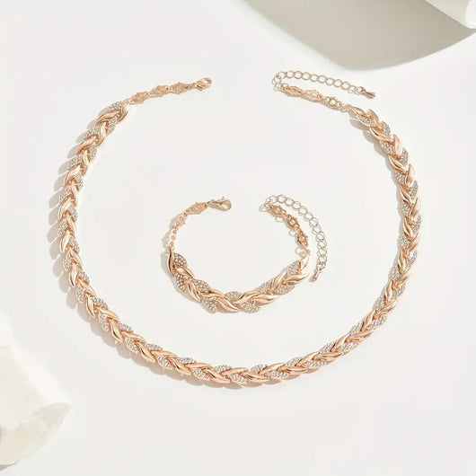 Juego de Collar y Pulsera de Hoja de Cristal con Rhinestones - Joyería Elegante para Mujer - Image 21