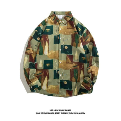 Camisa Retro Holgada Estilo Hong Kong con Estampado de Manga Larga para Hombre - Image 13