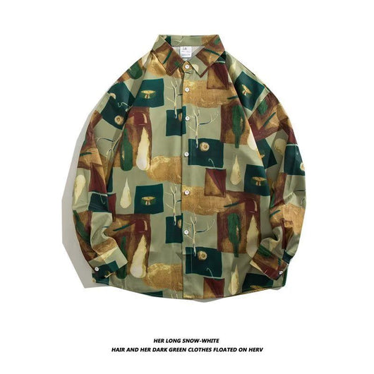 Camisa Retro Holgada Estilo Hong Kong con Estampado de Manga Larga para Hombre - Image 13