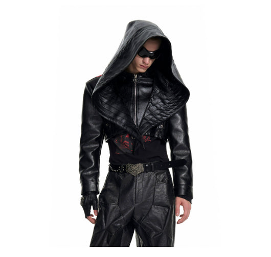 Chaqueta de Cuero para Hombre Rojo Otoño con Costuras Reforzadas - Image 6