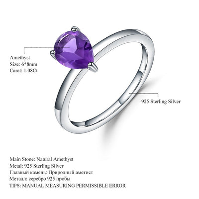 Anillo de Plata 925 con Amatista Natural Tallada - Image 2