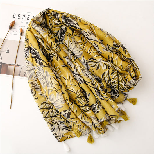 Pañuelo de Seda Estampado con Hojas de Plátano y Jengibre Japonés - Image 3