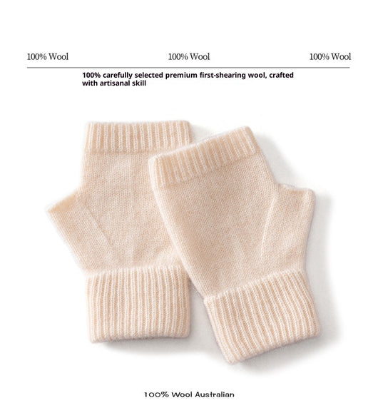 Guantes de Lana Merino Australiana sin Dedos con Flor Tejida y Cashmere - Image 14