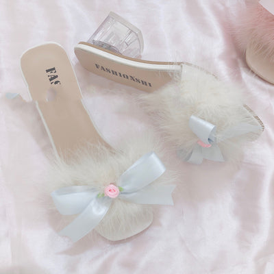 Sandalias Fuzzy Chunky con Moño Adorable - Image 8
