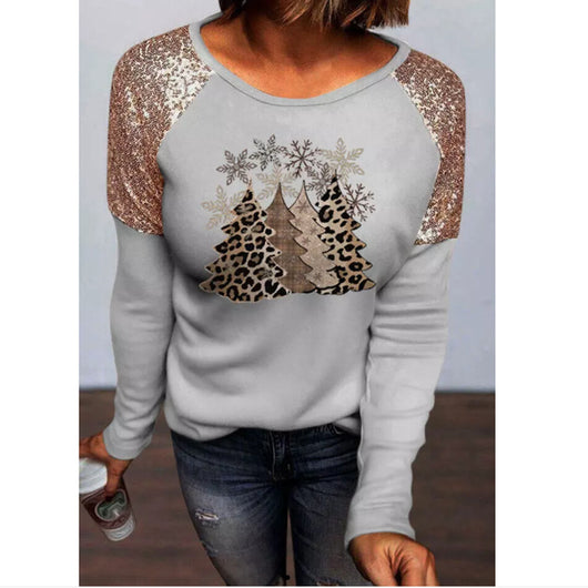 Playera Navideña de Manga Larga con Estampado de Copo de Nieve y Detalles Lentejuelas - Image 4