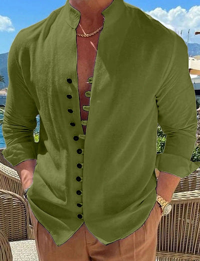 Camisa Casual Hombre Manga Larga Botones Retro Suelta - Image 12