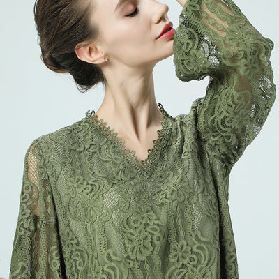 Blusa Larga Cuello V Suelta y Elegante para Mujer - Image 7