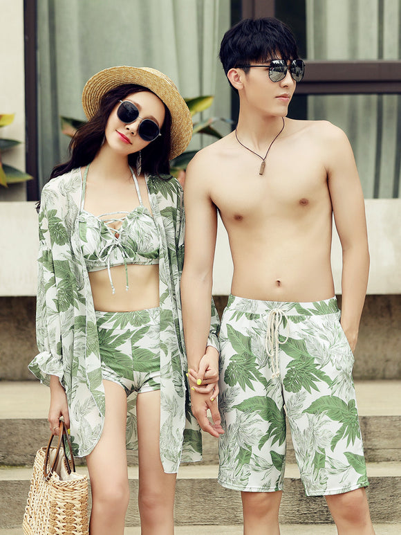 Roupa de Banho para Casais - Calção de Praia Unissex com Estampa de Gengibre