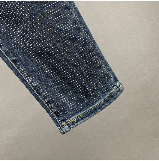 Pantalones Vaqueros Sueltos Mujer Cintura Alta Efecto Reductor con Strass - Image 8
