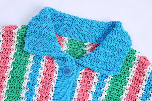 Chaqueta Suéter Tejido a Rayas para Mujer - Image 27