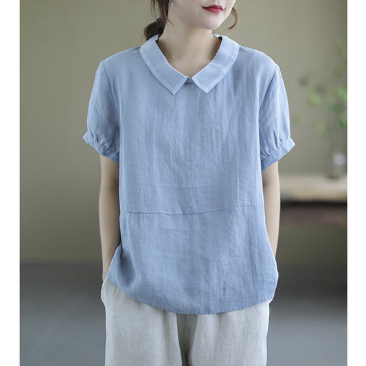Playera Suelta de Manga Corta para Mujer - Colores Lisos Verano - Image 2