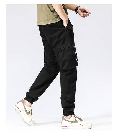Pantalones de Trabajo Casual Cintura Elástica Hombre Algodón Puro Bolsillos Múltiples - Image 8