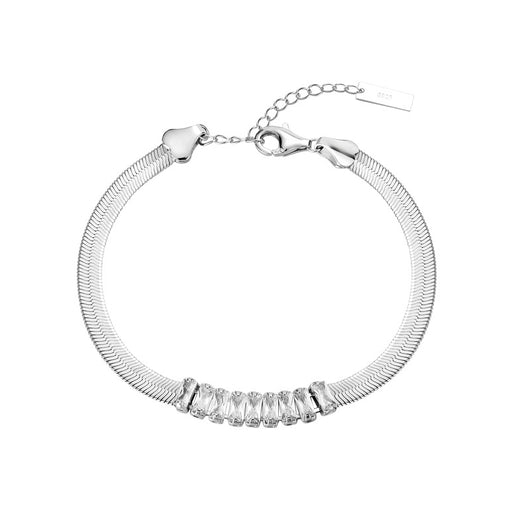 Pulsera Zirconia Plata 925 Cadena Malla Diamante Cuadrado Hueso de Serpiente Rojo Lujo - Image 5