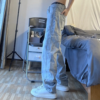 Jeans Retro Straight Fit con Lavado Vintage - Unisex Moda Urbana - Image 7