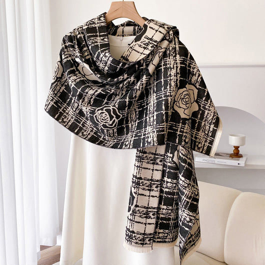 Chal Reversible de Cachemira con Borlas Camellia - Perfecto para Aire Acondicionado - Image 13