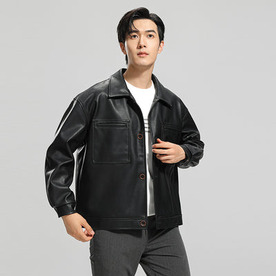 Chaqueta de Cuero para Motociclista Estilo Joven - Abrigo Elegante para Hombre - Image 3