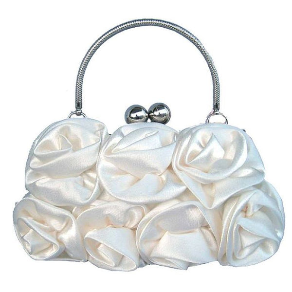 Bolso de Noche Portátil con Flores de Satén