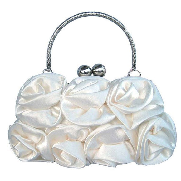 Bolso de Noche Portátil con Flores de Satén