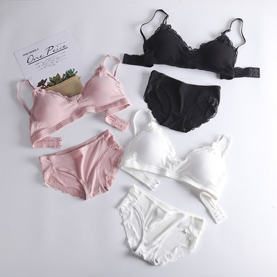 Conjunto de Lencería Femenina con Encaje sin Varillas de Acero
