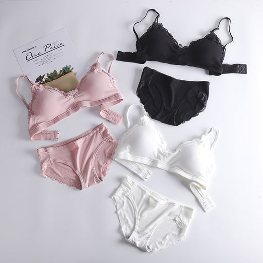 Conjunto de Lencería Femenina con Encaje sin Varillas de Acero