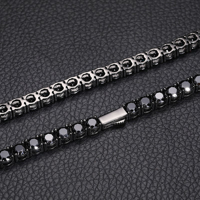 Cadena de Tenis Plata S925 Moissanita Negra - Collar Hip Hop para Hombre - Image 3