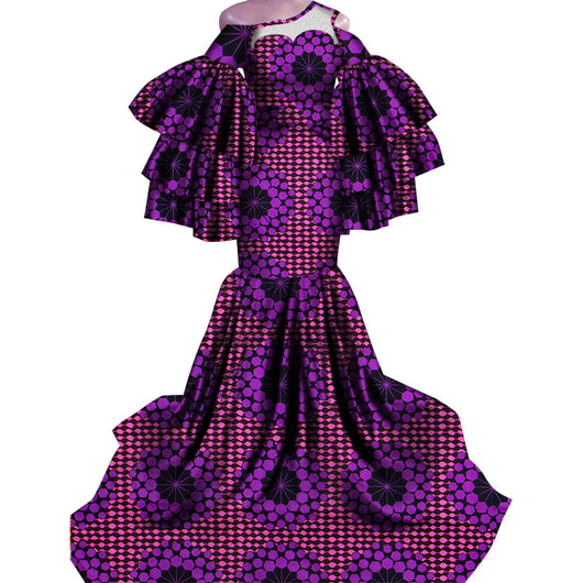 Vestido Largo Estampado Africano con Corte Sirena - Image 13
