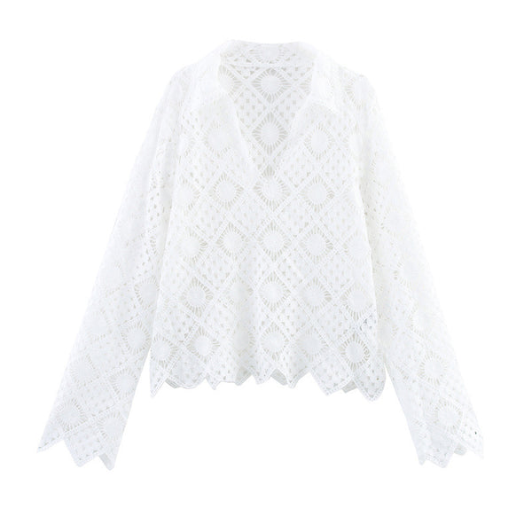 Blusa Elegante con Cuello en V y Bordados para Mujer