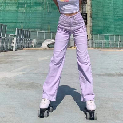 Pantalones Jean Rectos Lavanda Summer Sweetness para Mujer - Image 9