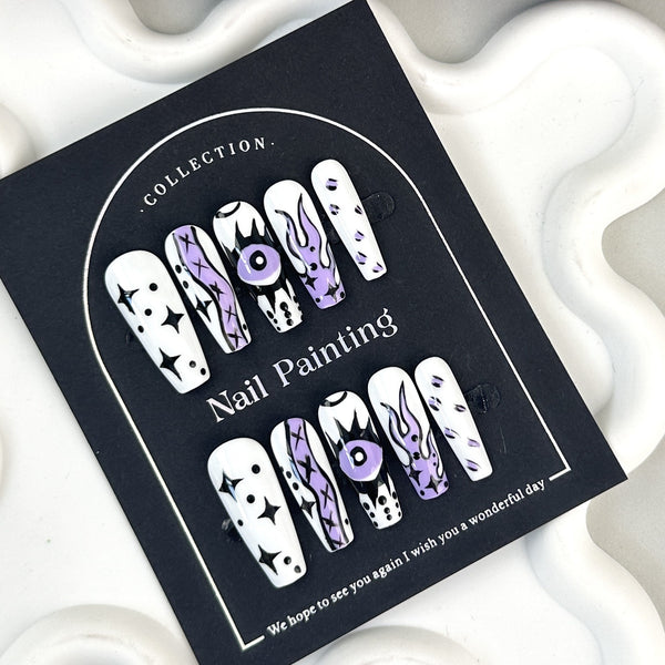 Uñas Postizas Artesanales Pintadas a Mano - Diseño Caricatura