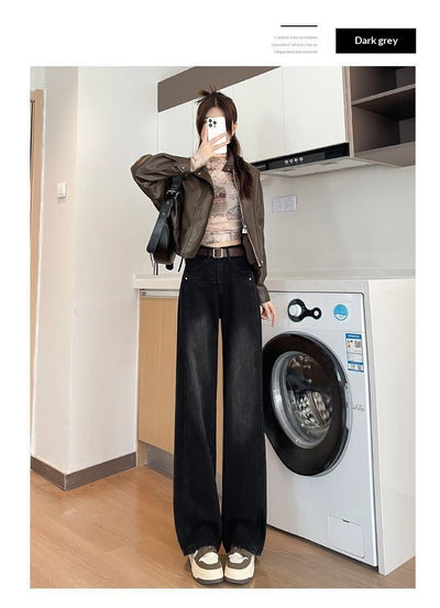 Jeans Cintura Alta Gris Cemento Corte Recto Efecto Adelgazante - Image 11