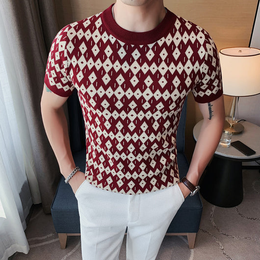 Suéter Camiseta Slim Cuello Redondo Transpirable Estilo Coreano Manga Corta - Image 2