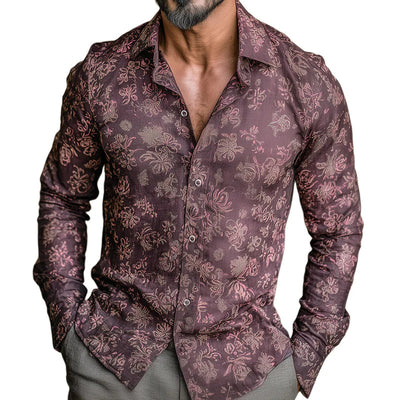 Camisa Casual Floral con Solapa Estampada de Manga Larga - Image 9