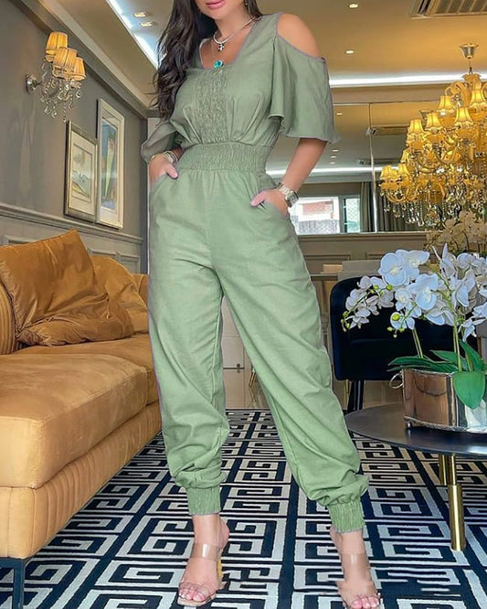 Jumpsuit Casual sin Tirantes con Cintura Ajustable - Estilo Europeo
