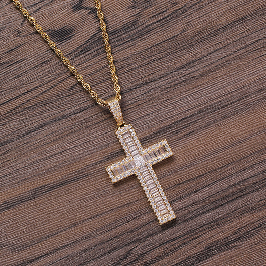 Dije Cruz de Cobre con Circonita Incrustada - Collar de Fe - Image 5