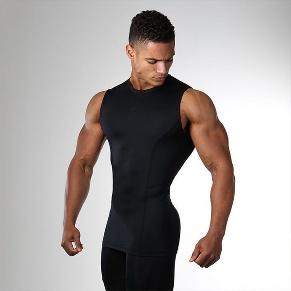 Camiseta de Entrenamiento sin Mangas Elástica de Hombros Anchos de Secado Rápido para Hombre