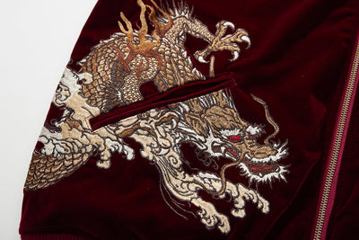 Chaqueta Beisbolera Hombre con Bordado de Dragones y Perla - Image 14
