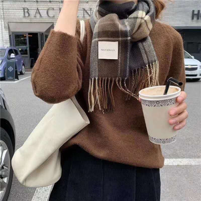 Bufanda Escocesa Retro para Mujer - Chal de Imitación Cashmira Invierno - Image 15