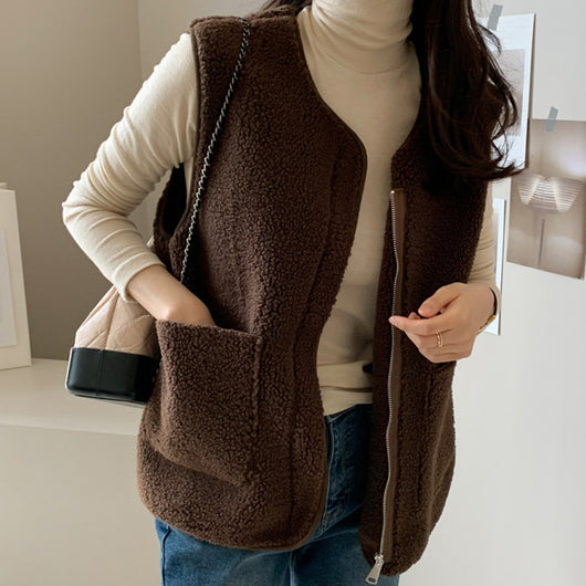 Chaleco Chaqueta de Lana de Cordero para Mujer - Image 10