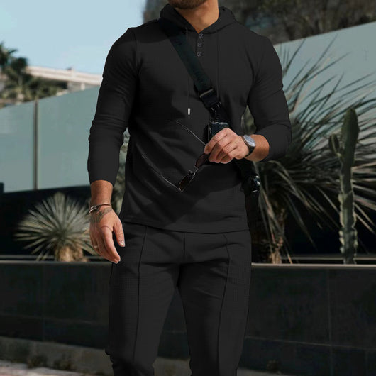 Conjunto de Sudadera y Pantalón Texturizado con Capucha - Estilo Europeo Moderno - Image 4