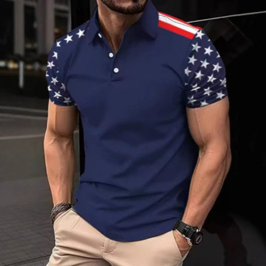 Camiseta Suelta de Manga Corta con Estampado Urbano para Hombre