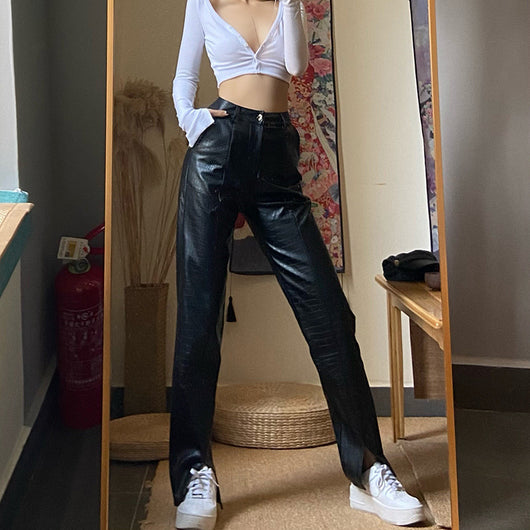Pantalones Largos Cintura Alta con Tobillo Entallado para Mujer - Image 2