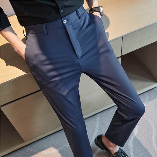 Pantalones Casuales Slim Fit de Color Sólido para Hombre - Image 4