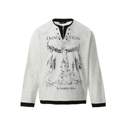 Blusa Punk Retro Americana con Hebilla Perla y Doble Textura - Image 4