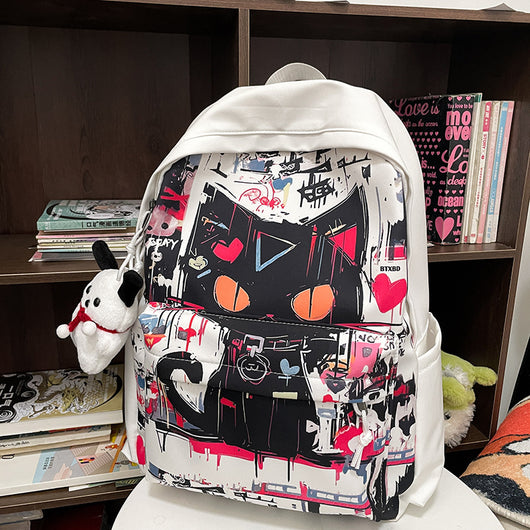 Mochila para Chicas Estilo Harajuku con Graffiti Personalizado, Simple y Versátil - Image 9