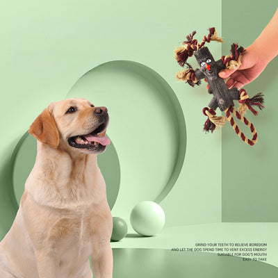 Juguete Resistente para Perros Grandes - Rama Natural con Cuerda TPR y Pelota - Image 5