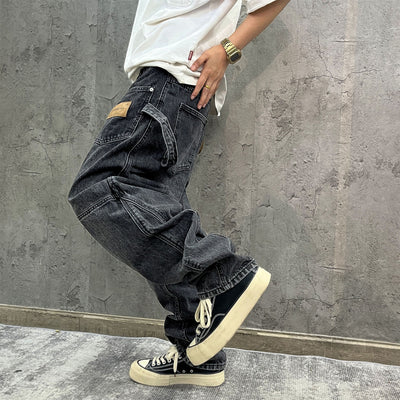 Pantalones Cargo Vaqueros Retro Lavado Pesado con Diseño de Bolsillos Oblicuos - Image 30