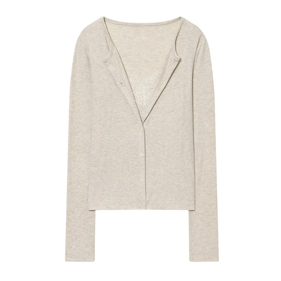 Blusa Base Layer Efecto Dos Piezas con Encaje